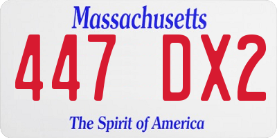 MA license plate 447DX2