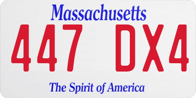 MA license plate 447DX4