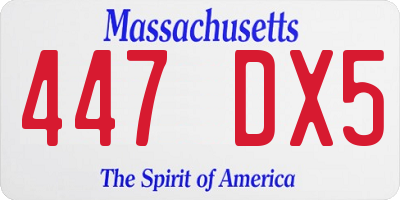 MA license plate 447DX5