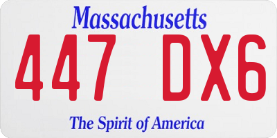 MA license plate 447DX6