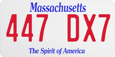 MA license plate 447DX7