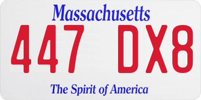 MA license plate 447DX8