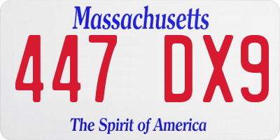 MA license plate 447DX9