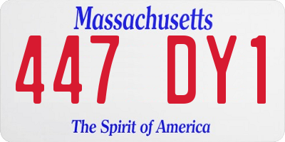 MA license plate 447DY1