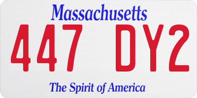 MA license plate 447DY2