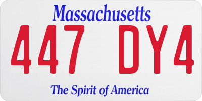 MA license plate 447DY4