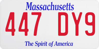 MA license plate 447DY9