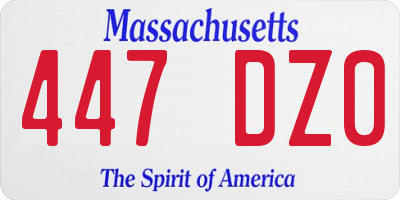 MA license plate 447DZ0