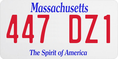 MA license plate 447DZ1