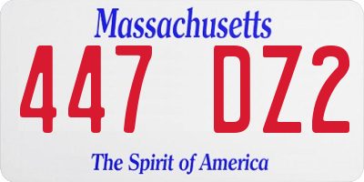 MA license plate 447DZ2