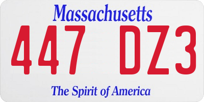 MA license plate 447DZ3