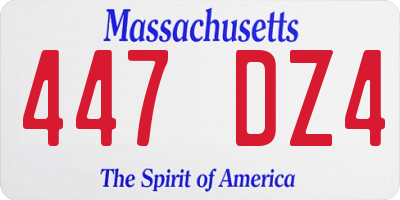 MA license plate 447DZ4
