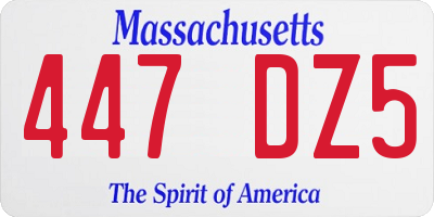MA license plate 447DZ5