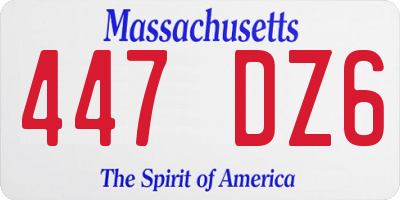 MA license plate 447DZ6