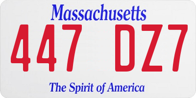 MA license plate 447DZ7