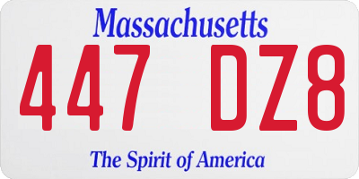 MA license plate 447DZ8