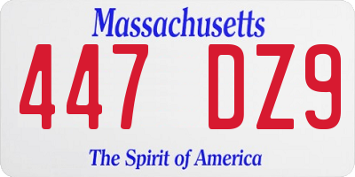 MA license plate 447DZ9