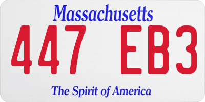 MA license plate 447EB3