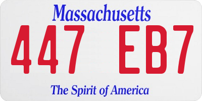 MA license plate 447EB7