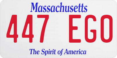 MA license plate 447EG0