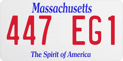 MA license plate 447EG1