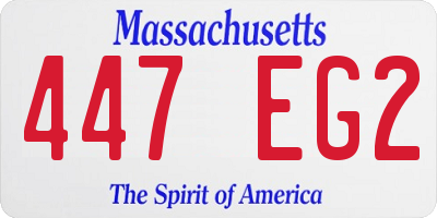 MA license plate 447EG2