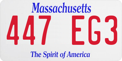 MA license plate 447EG3