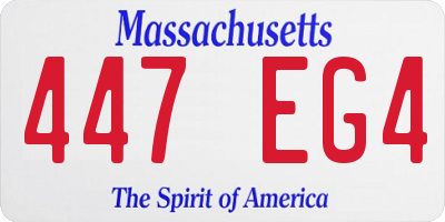 MA license plate 447EG4
