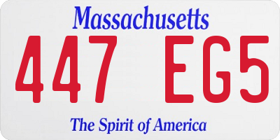 MA license plate 447EG5