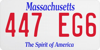 MA license plate 447EG6