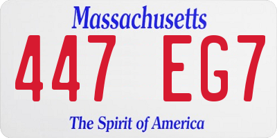 MA license plate 447EG7