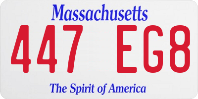 MA license plate 447EG8