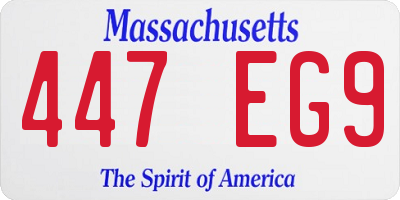 MA license plate 447EG9