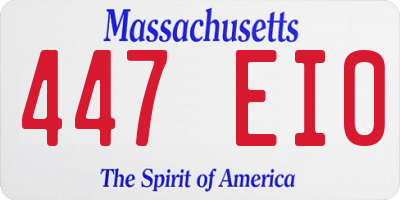 MA license plate 447EI0
