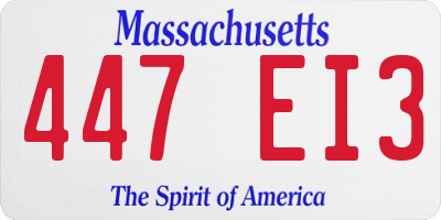 MA license plate 447EI3