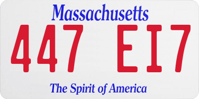 MA license plate 447EI7