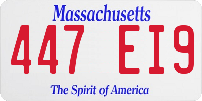 MA license plate 447EI9