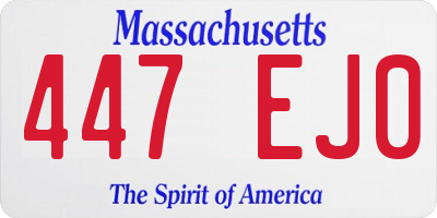 MA license plate 447EJ0