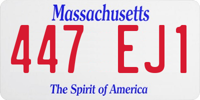 MA license plate 447EJ1