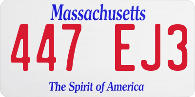 MA license plate 447EJ3