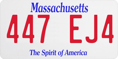 MA license plate 447EJ4