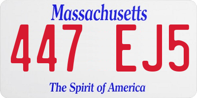 MA license plate 447EJ5