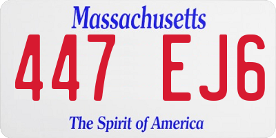 MA license plate 447EJ6