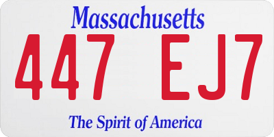 MA license plate 447EJ7