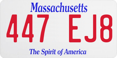 MA license plate 447EJ8