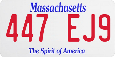 MA license plate 447EJ9