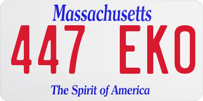 MA license plate 447EK0