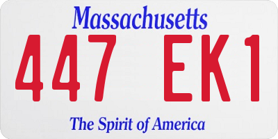 MA license plate 447EK1