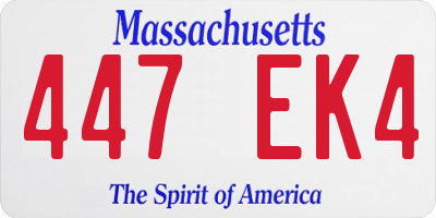 MA license plate 447EK4