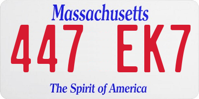 MA license plate 447EK7